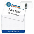 Custom Vinyl Name Tag Holder w/ Clip Attachment (1 Color)